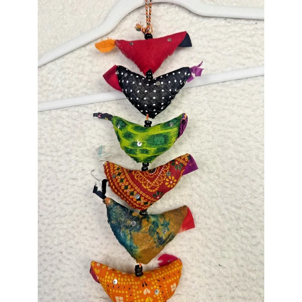 Indian Floral Cotton Stuffed Birds Chicken Beads Bell‎ Prosperity Hens Barn